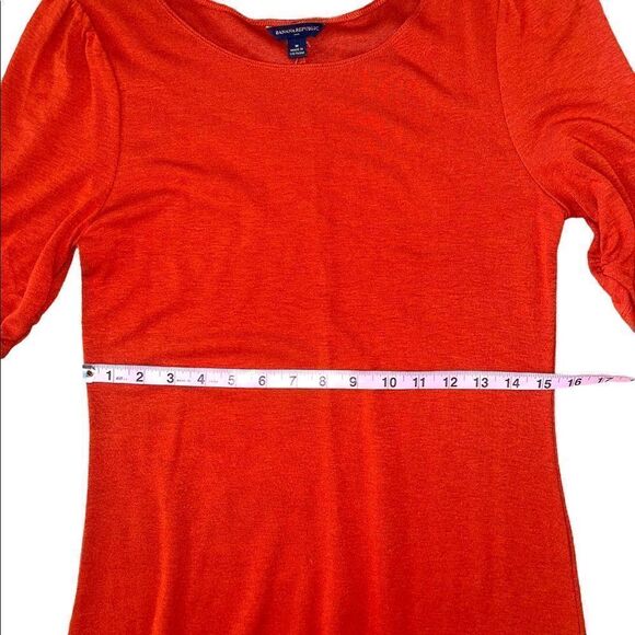 Banana Republic Ruched Sleeve Shift Dress in Burnt Tangerine Medium NWT - Picture 9 of 12